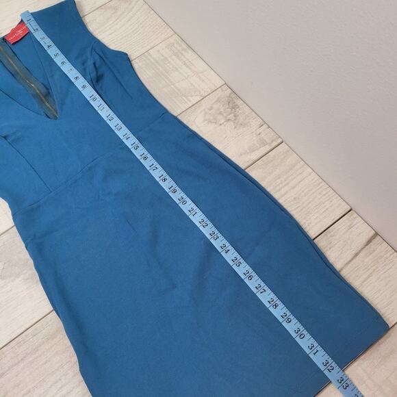 Akira Chicago Red Label Blue Sleeveless V Neck Bodycon Dress - Picture 6 of 8